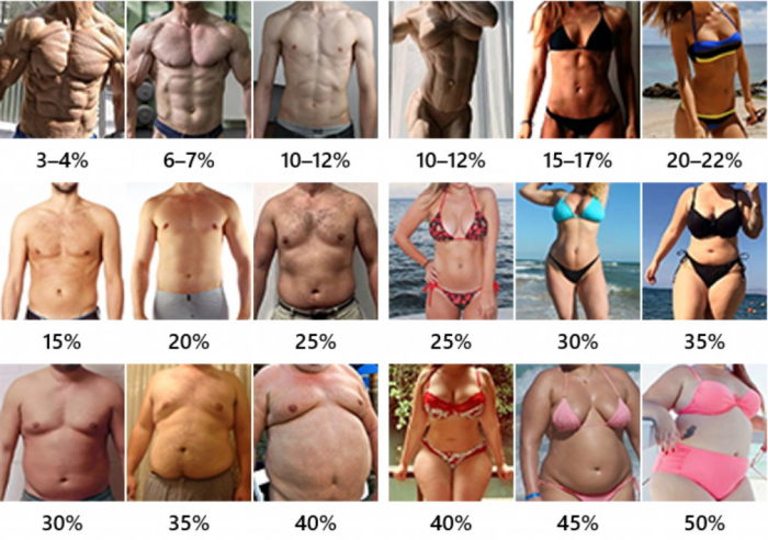 процент жира в организме - еще один фактор определения ожирения